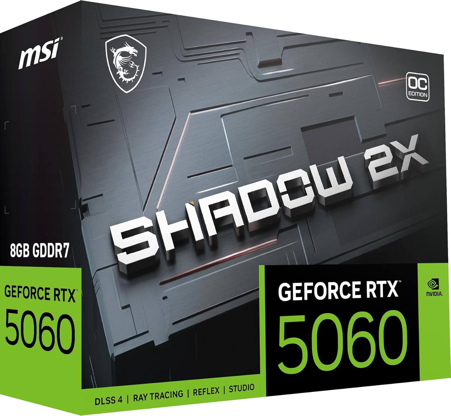 MSI Gaming RTX 5060 8G Shadow 2X OC Graphics Card (8GB GDDR7,128-bit, Extreme Performance: 2535 MHz,