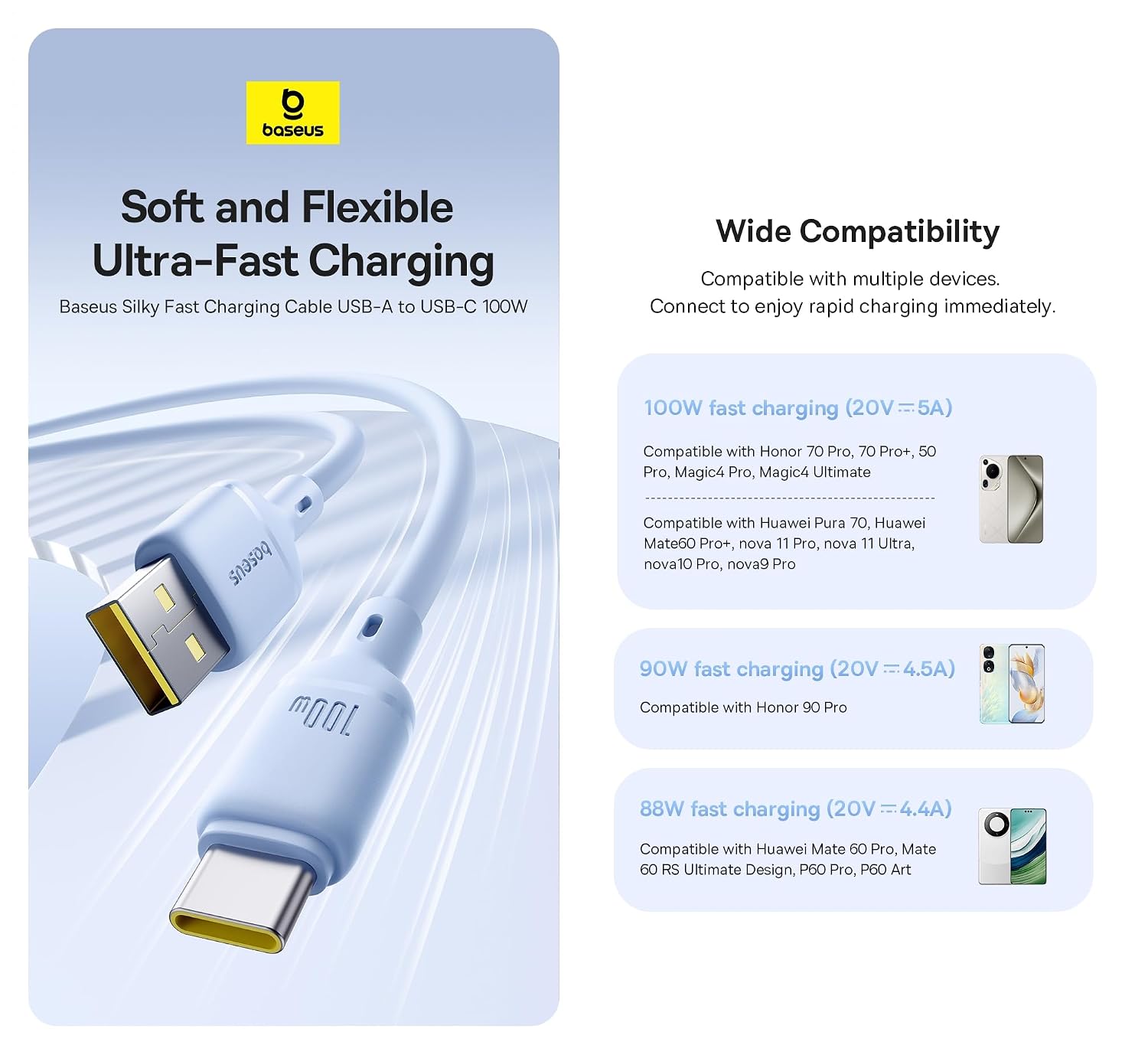 Baseus 100W USB-A to USB-C Charging Cable