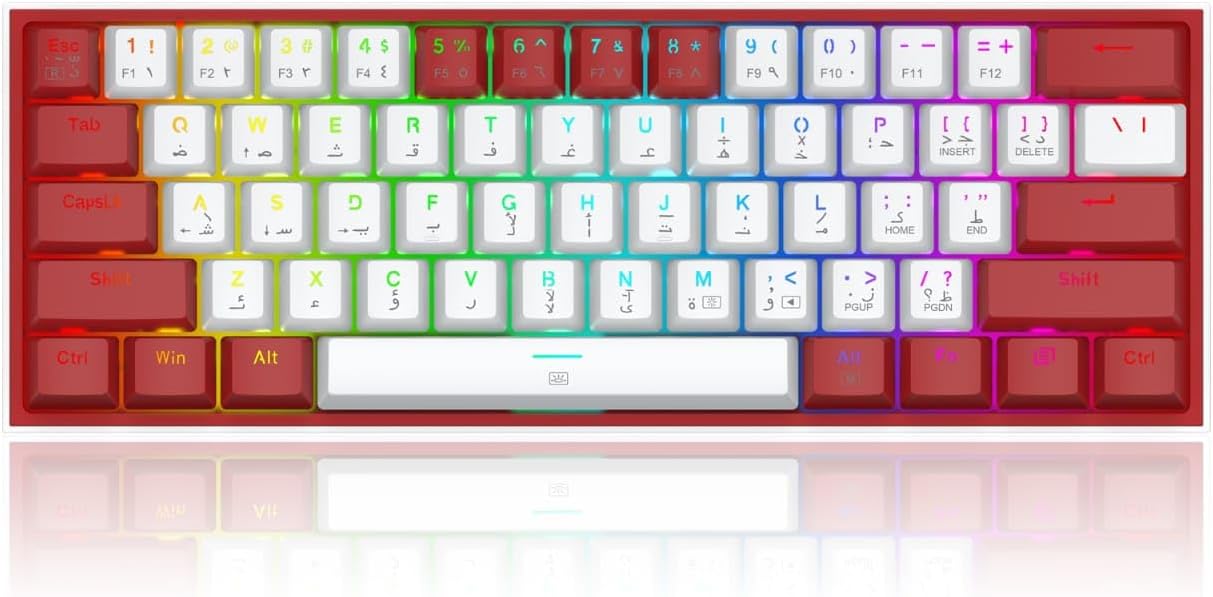Redragon FIZZ K617 60% Wired Mechanical Keyboard, Red Switches, No-Slip Stand, Vibrant RGB, Hot-Swap