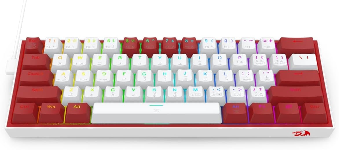 Redragon FIZZ K617 60% Wired Mechanical Keyboard, Red Switches, No-Slip Stand, Vibrant RGB, Hot-Swap