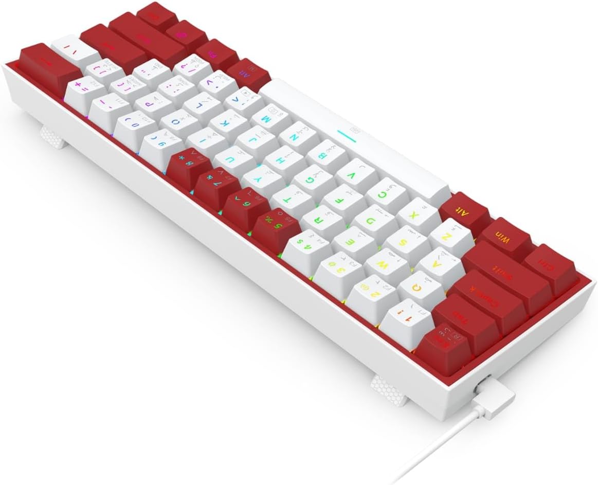 Redragon FIZZ K617 60% Wired Mechanical Keyboard, Red Switches, No-Slip Stand, Vibrant RGB, Hot-Swap