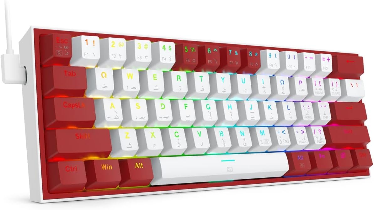 Redragon FIZZ K617 60% Wired Mechanical Keyboard, Red Switches, No-Slip Stand, Vibrant RGB, Hot-Swap