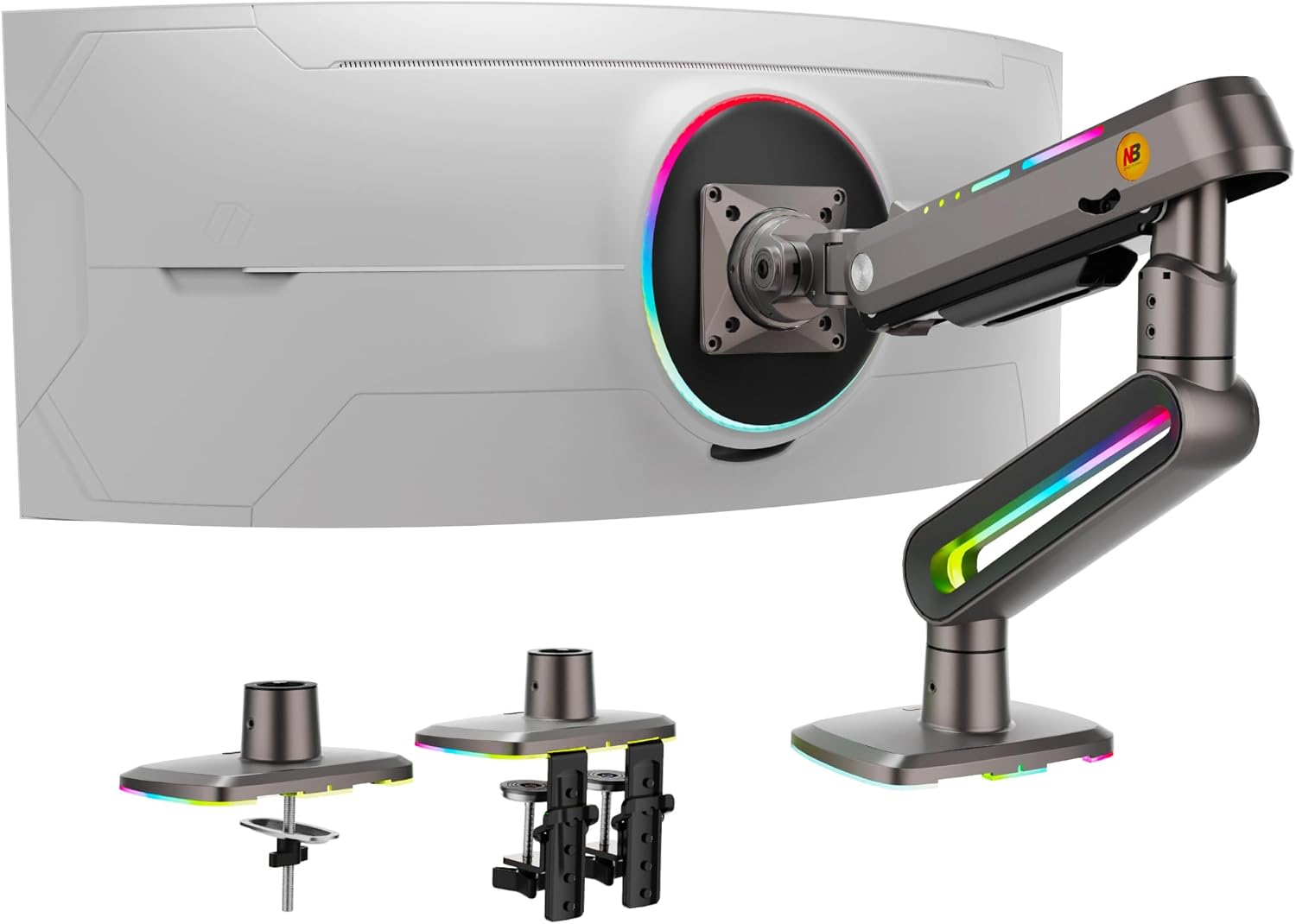 NB Ergonomic Ultrawide Monitor Arm for Max 60 Inch Flat Curved Monitors, Monitor Stand for 32 34 49