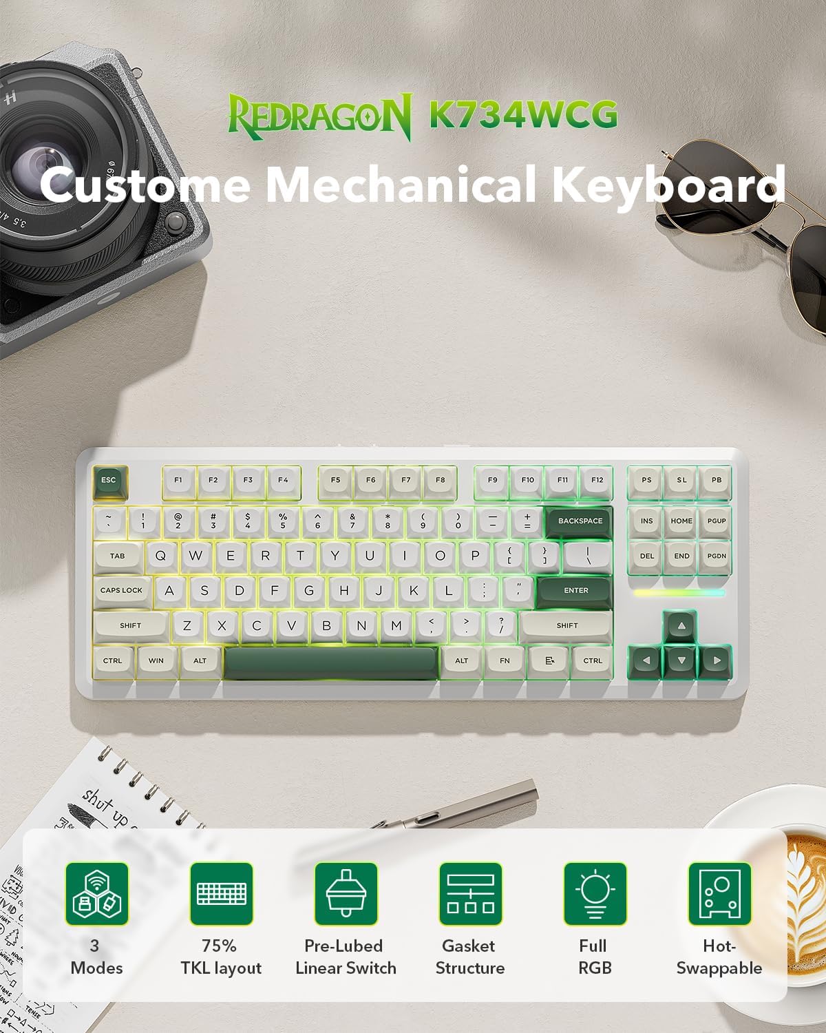 Redragon K734W RGB Pro Mechanical Keyboard 81 Keys