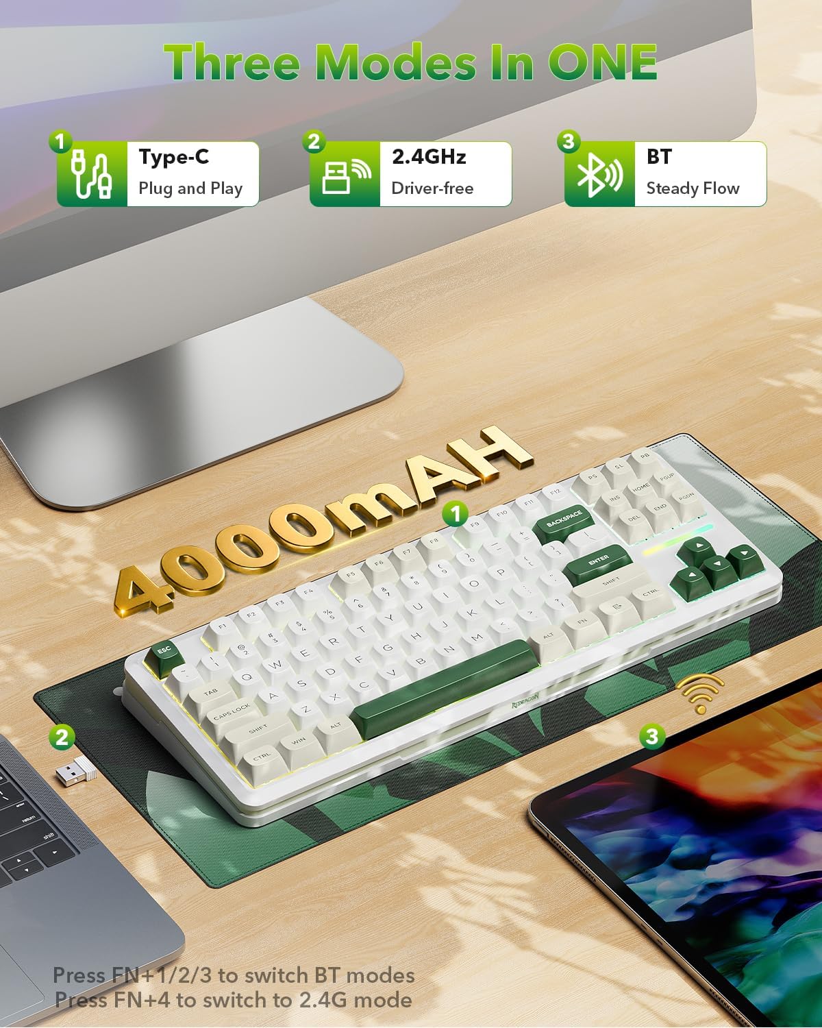 Redragon K734W RGB Pro Mechanical Keyboard 81 Keys