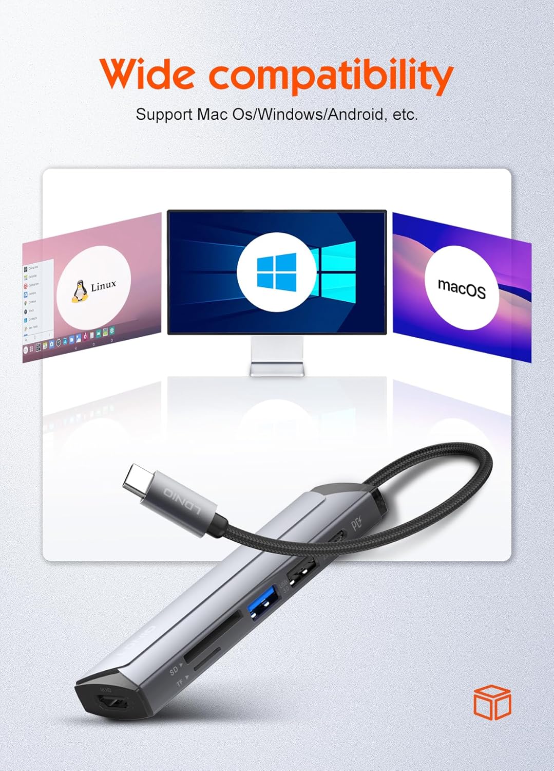 LDNIO 6-in-1 Multiport USB-C Hub Adapter - Ultra High-Speed Charging & Data Transfer, 4K HDMI, USB 3.0 Ports, Premium Splitter Expansion for Laptops, Tablets, and Type-C Devices