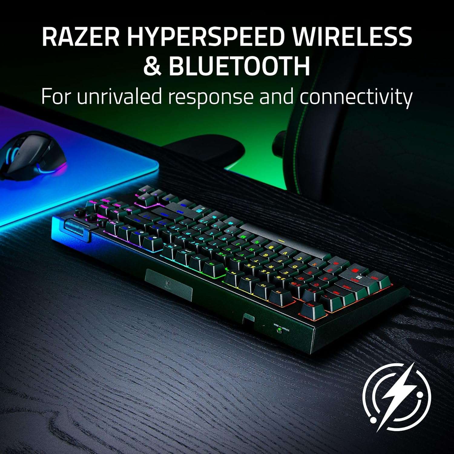 Razer BlackWidow V4 Tenkeyless HyperSpeed (Orange Tactile Switch) - Wireless Hot-Swap Gaming Keyboar