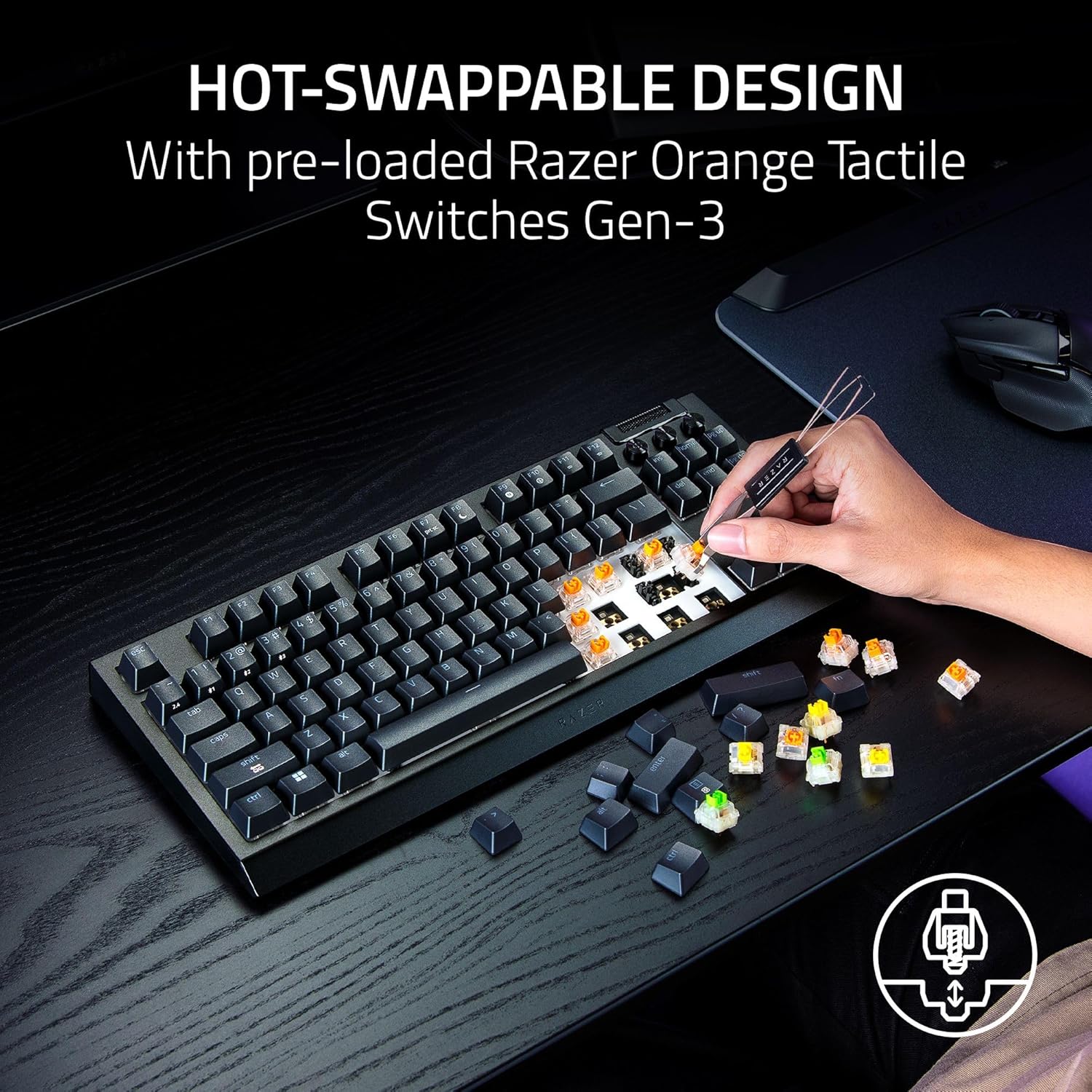 Razer BlackWidow V4 Tenkeyless HyperSpeed (Orange Tactile Switch) - Wireless Hot-Swap Gaming Keyboar