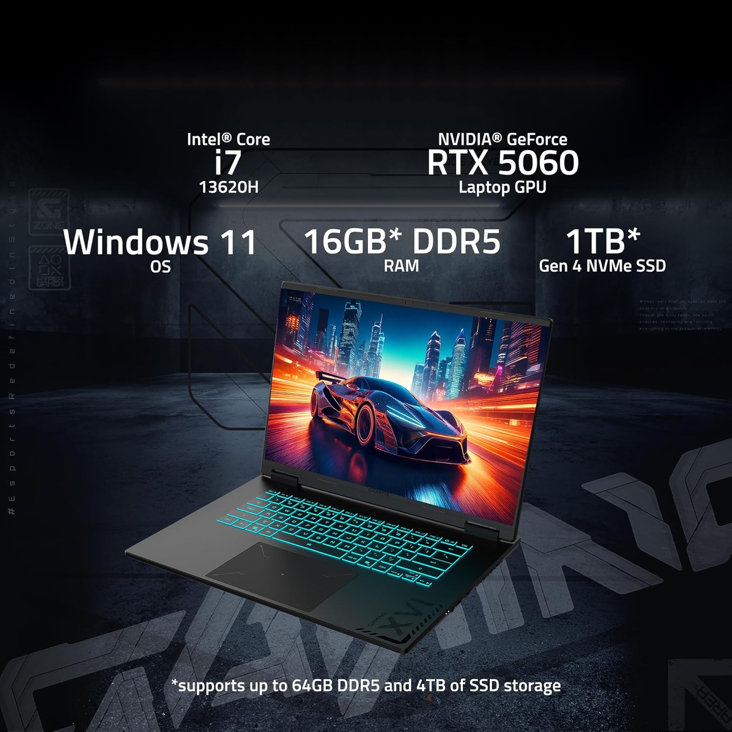 GIGABYTE - Gaming A16 Gaming Laptop - 165Hz 1920x1200 WUXGA - NVIDIA GeForce RTX 5060 - Intel i7-136