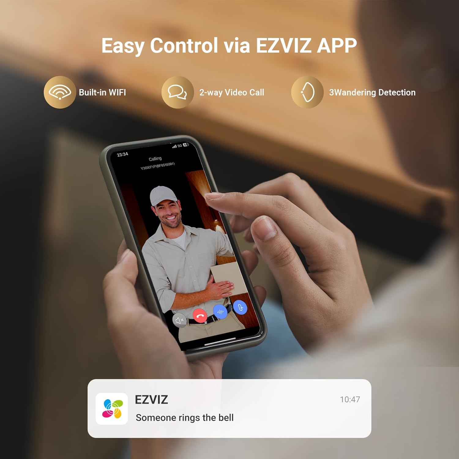 EZVIZ Y3000FVP PLUS 8-in-1 Smart Door Lock Palm Vein & 3D Face Recognition Built-In Wi-Fi 8GB Storage Night Vision Active Intercom Child Safety (6068 Mortise)