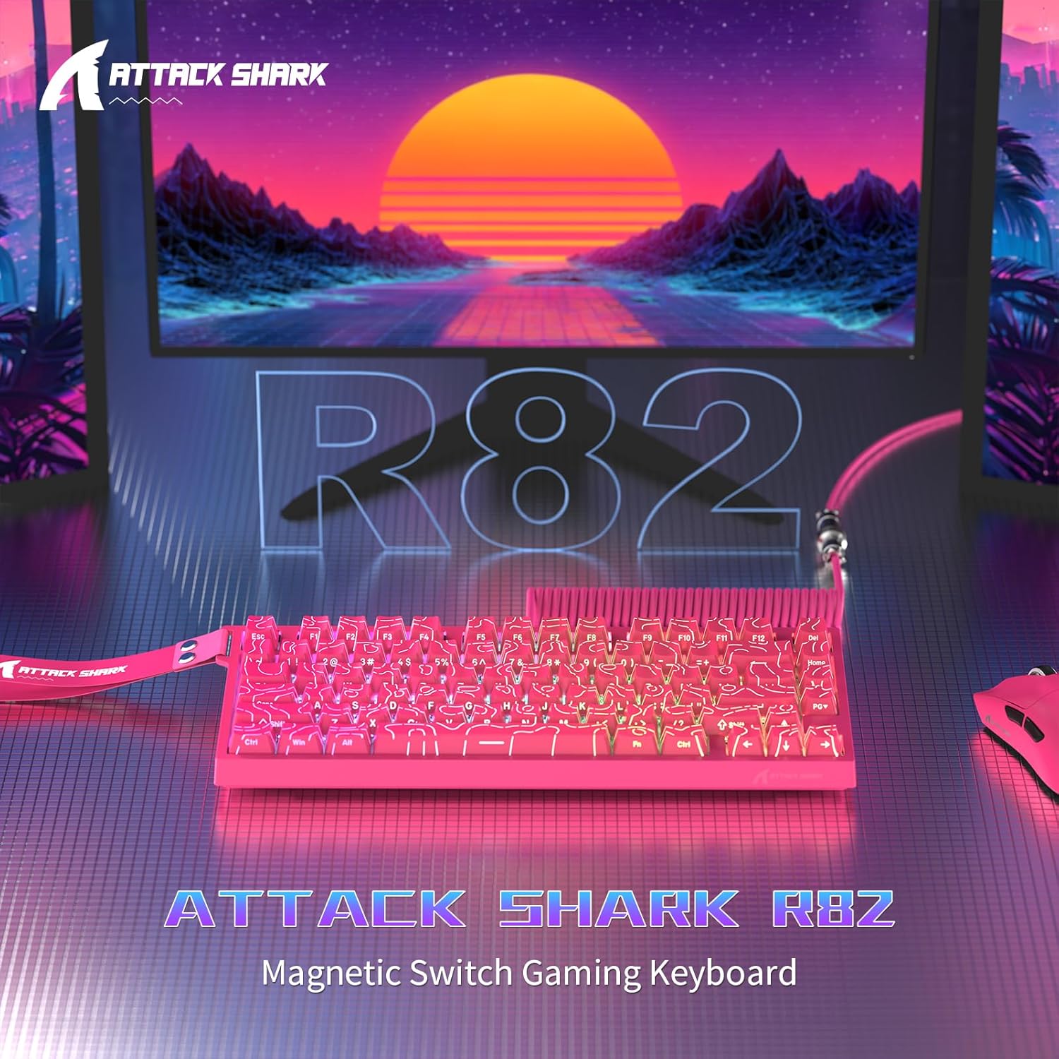 ATTACK SHARK R82 Wired 75% Gaming Keyboard, Magnetic Switch, 8K Hz, Ultra Precision 0.005mm RT, RGB