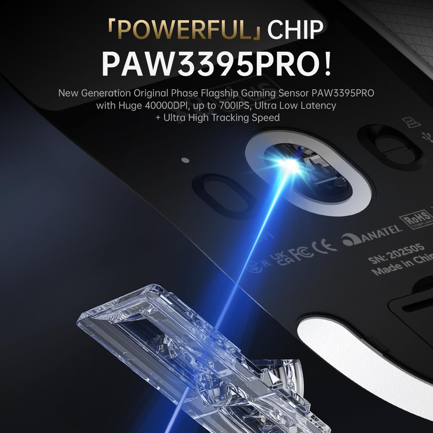 ATTACK SHARK X8PLUS Superlight Gaming Mouse PixArt PAW3395PRO 40000 DPI Tri-Mode Wireless BT 2.4G Wired 55g Lightweight Design 500mAh Battery with Grip Tape for Large Hands - White