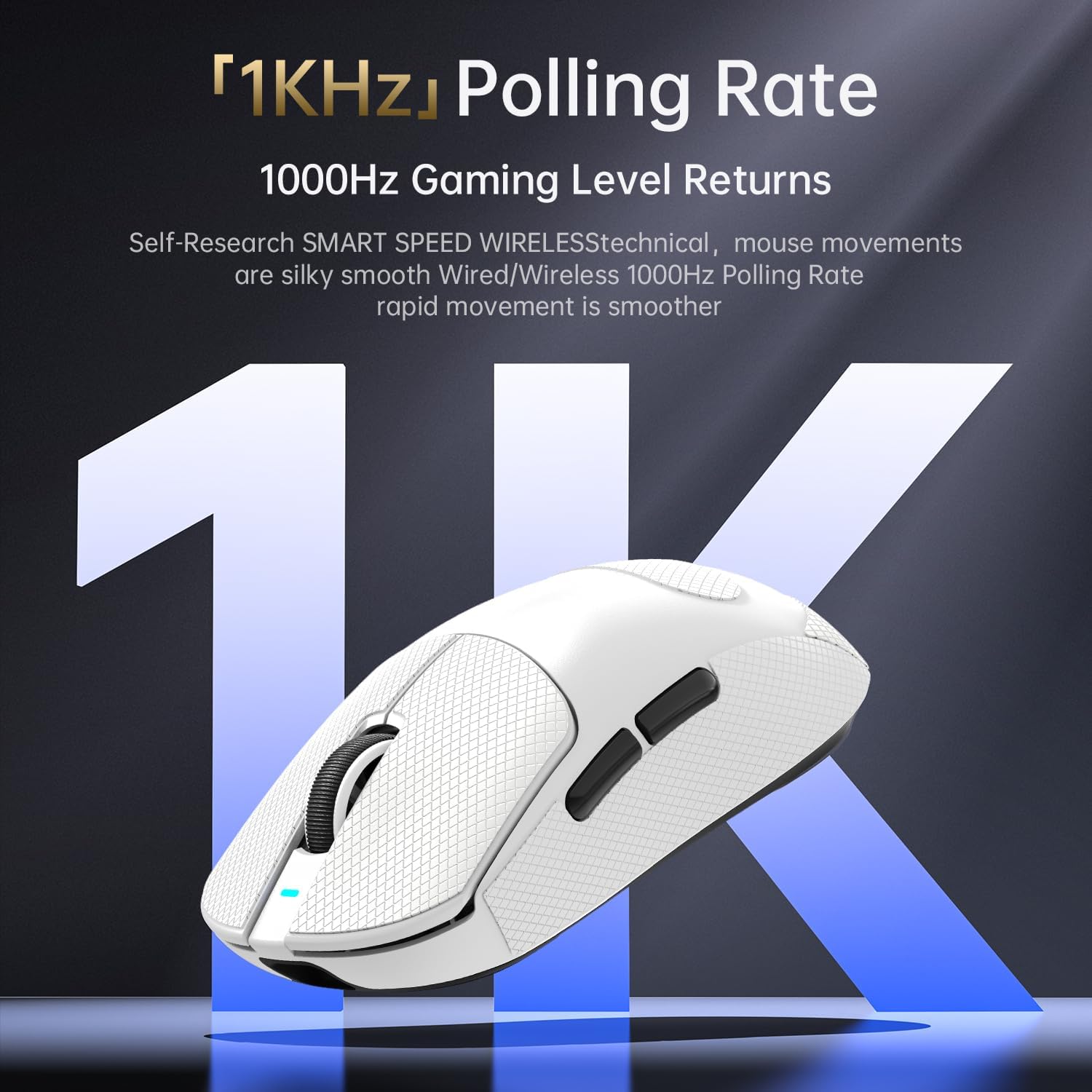 ATTACK SHARK X8PLUS Superlight Gaming Mouse PixArt PAW3395PRO 40000 DPI Tri-Mode Wireless BT 2.4G Wired 55g Lightweight Design 500mAh Battery with Grip Tape for Large Hands - White
