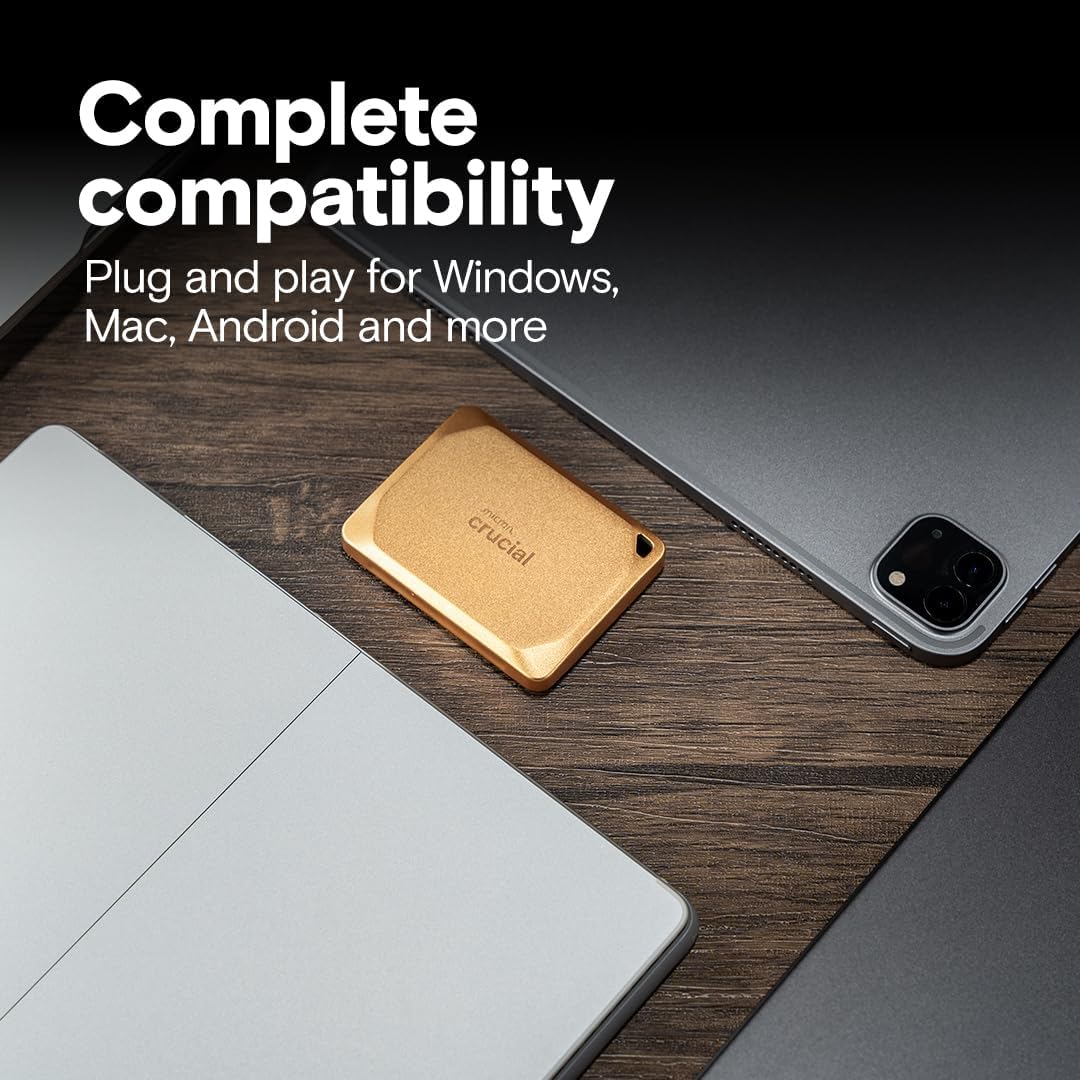 Crucial X10 Pro 2TB Portable SSD, Up to 2,100MB/s Read, 2000MB/s Write, USB 3.2 USB-C, External Soli