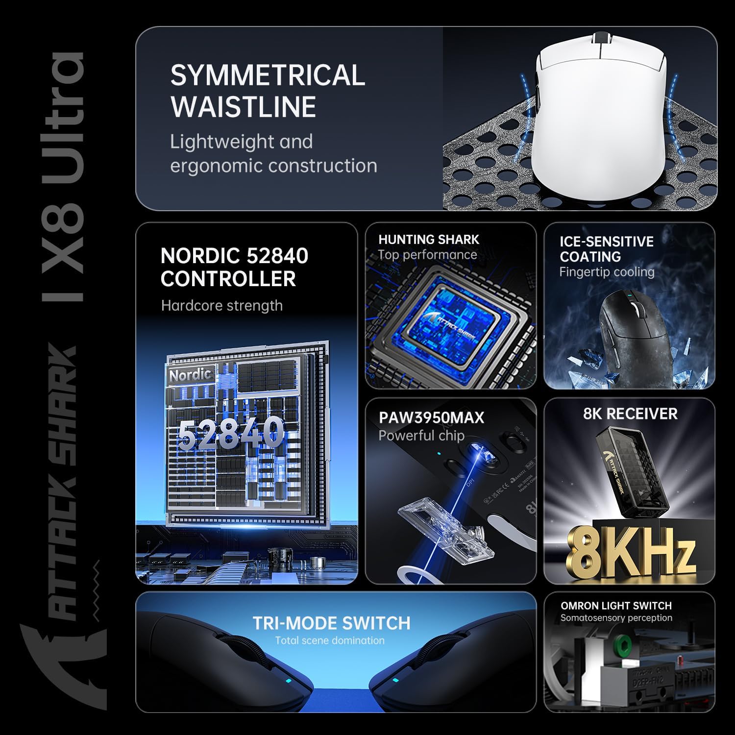 ATTACK SHARK X8 Ultra Lightweight Wireless Mouse