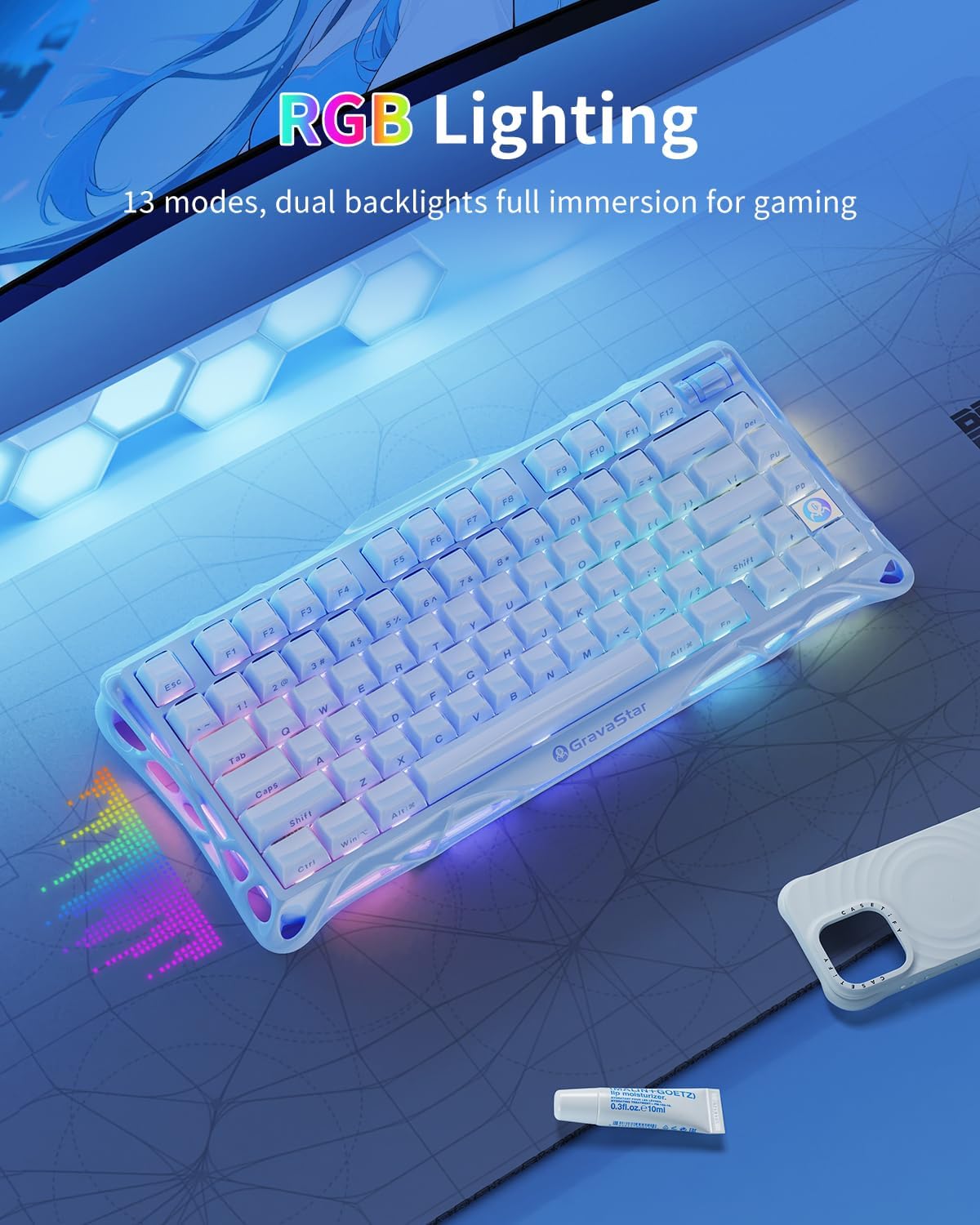 GravaStar Mercury K1 Mechanical Gaming Keyboard 75% - Blue