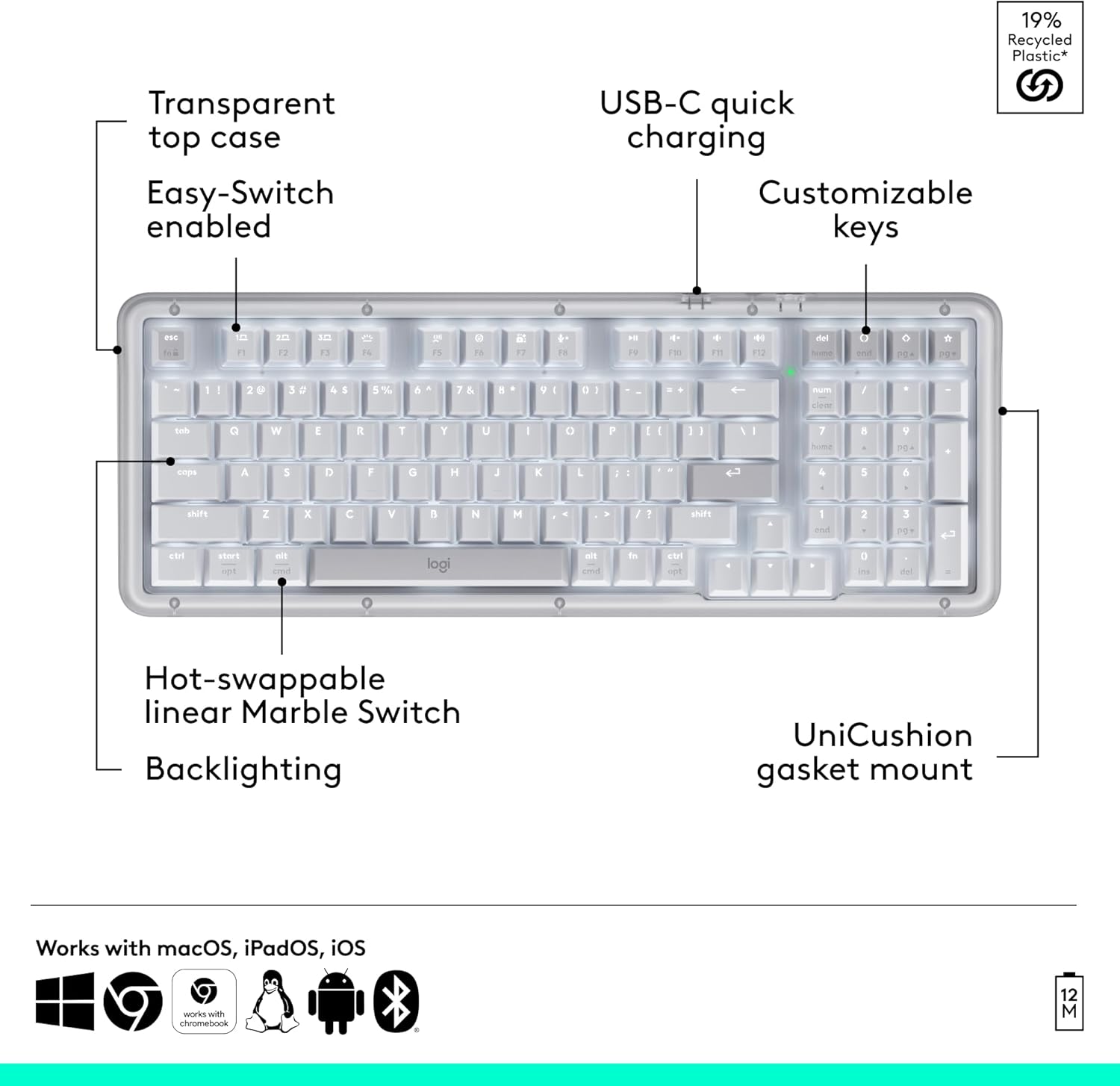 Logitech Alto Keys K98M Wireless Mechanical Keyboard