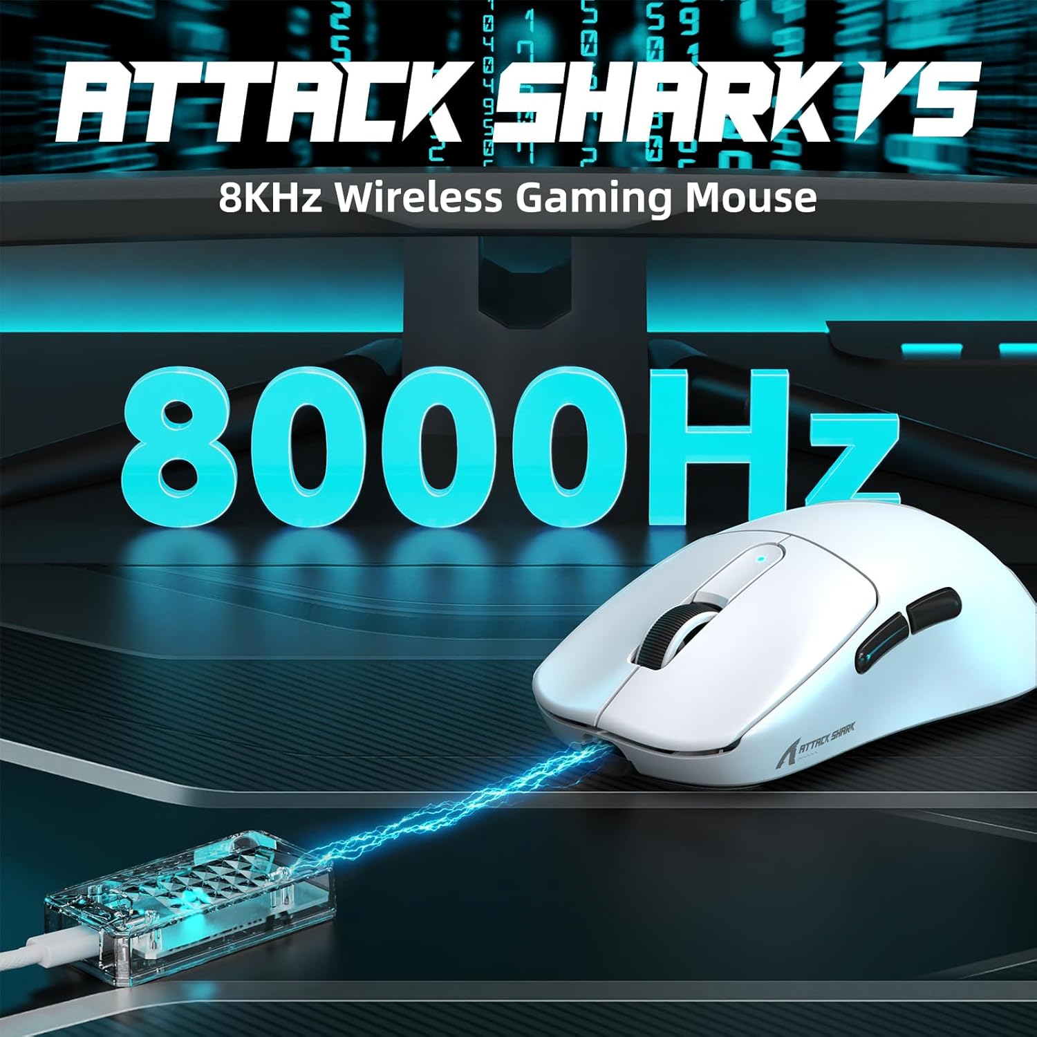 ATTACK SHARK V5 Wireless Gaming Mouse, 53g, Optical Microswitch, Nordic52840 MCU, PAW3950MAX, 8KHz L