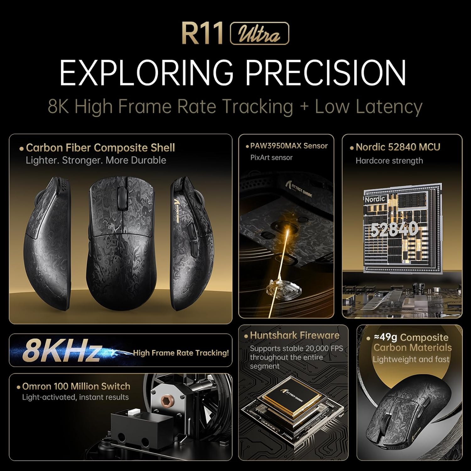 ATTACK SHARK R11 Ultra Lightweight Gaming Mouse
