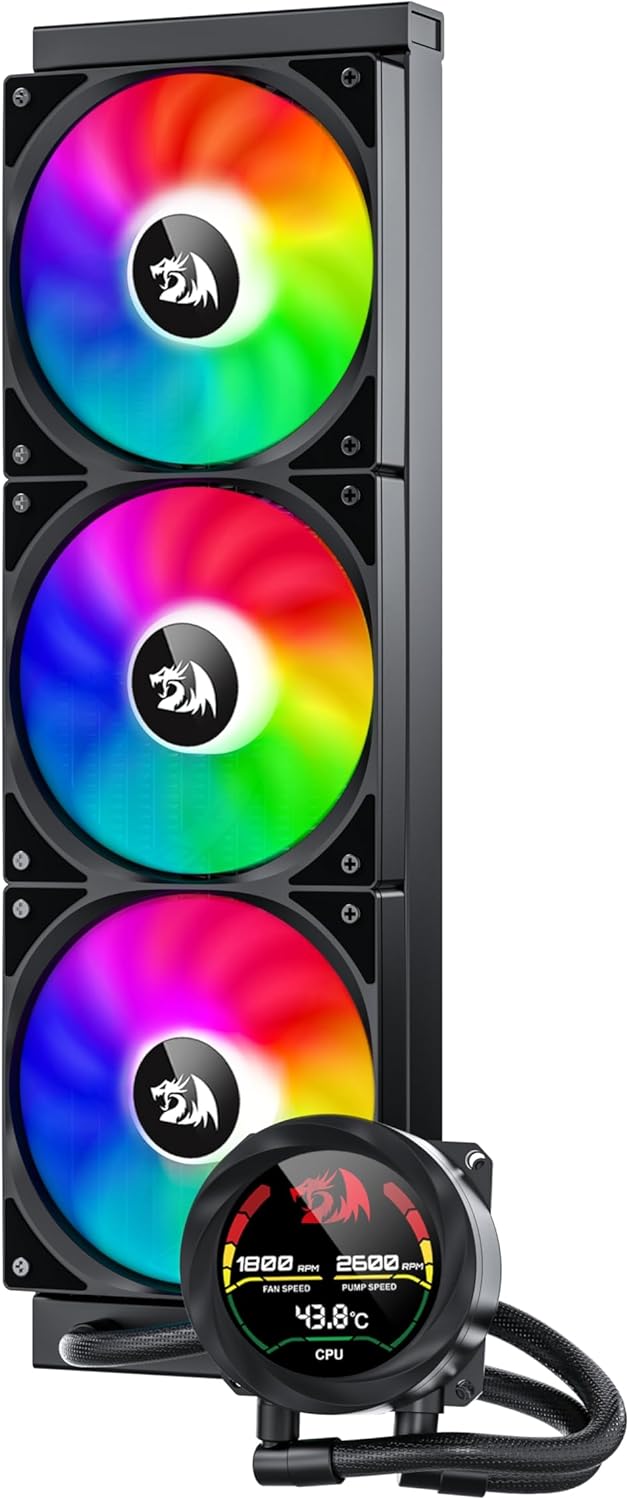 REDRAGON CCW-1017 360 CPU Liquid Cooler With Temperature Display 3x 12cm RGB Fans