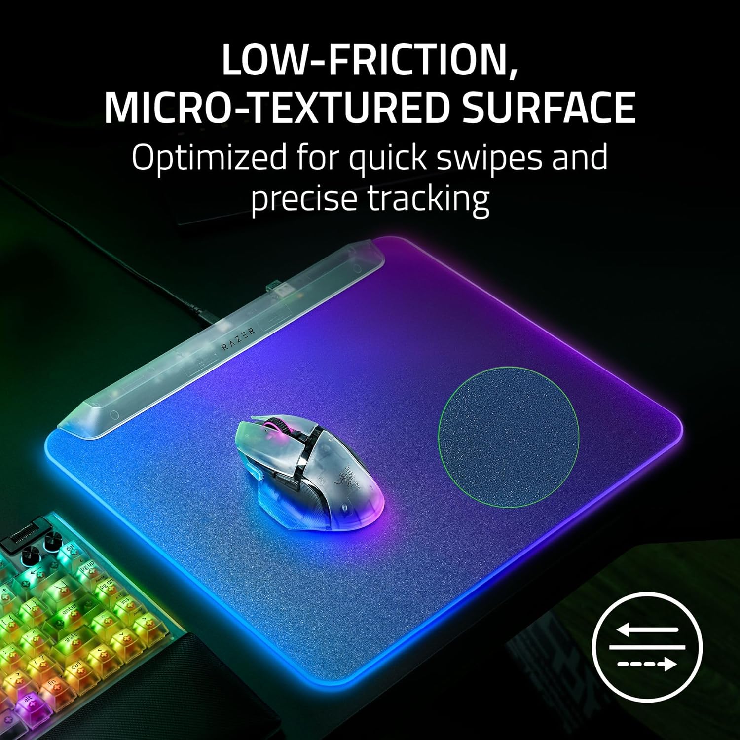 Razer Firefly V2 Pro Fully Illuminated RGB Gaming Mouse Mat 36x25.5cm Phantom White