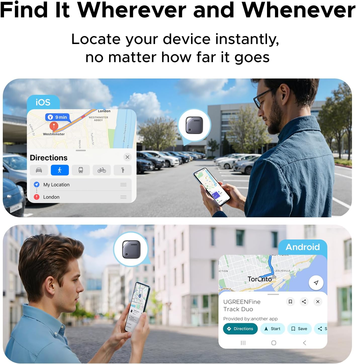 UGREEN FineTrack Duo 4 Pack GPS Tracker