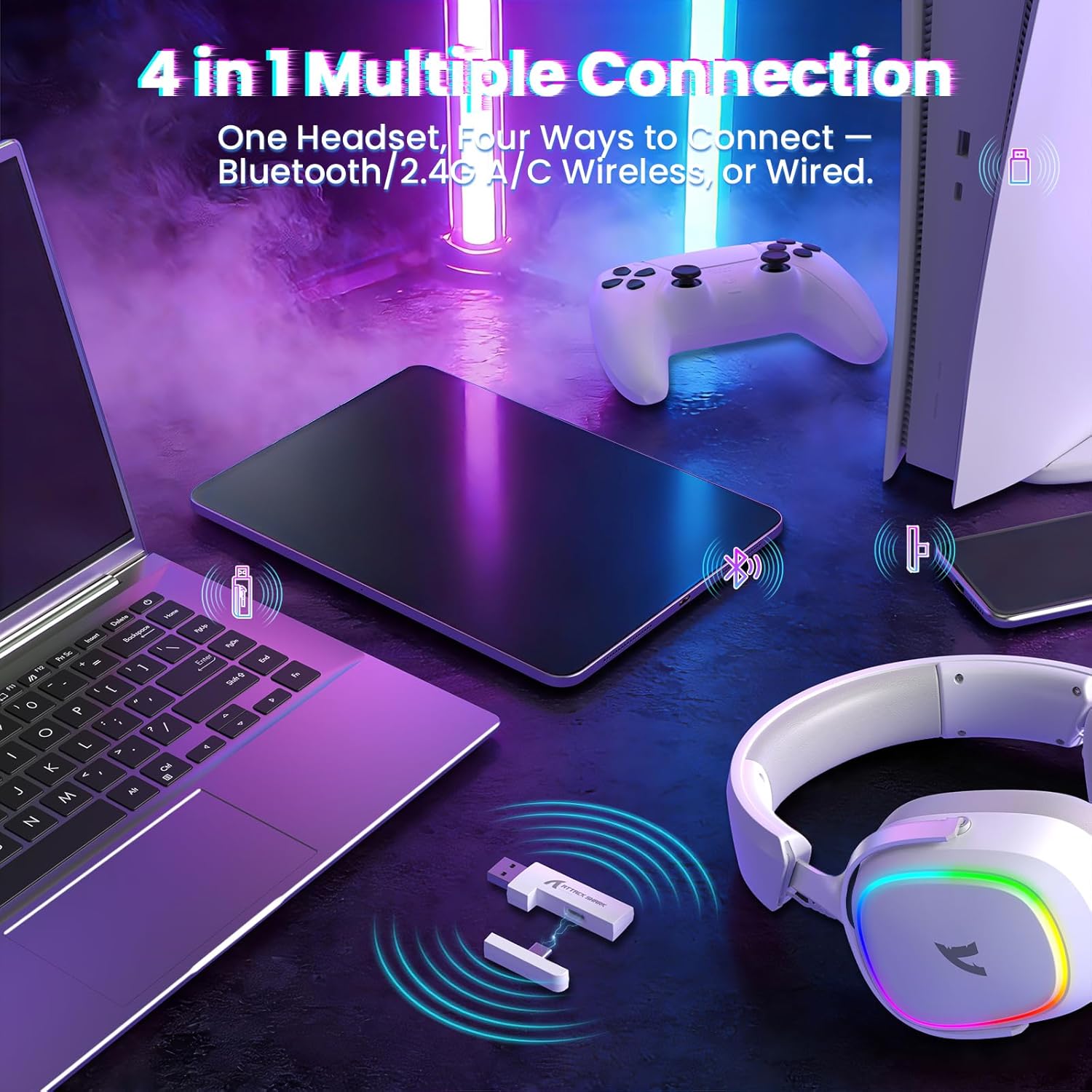 ATTACK SHARK G800 Wireless RGB Gaming Headset