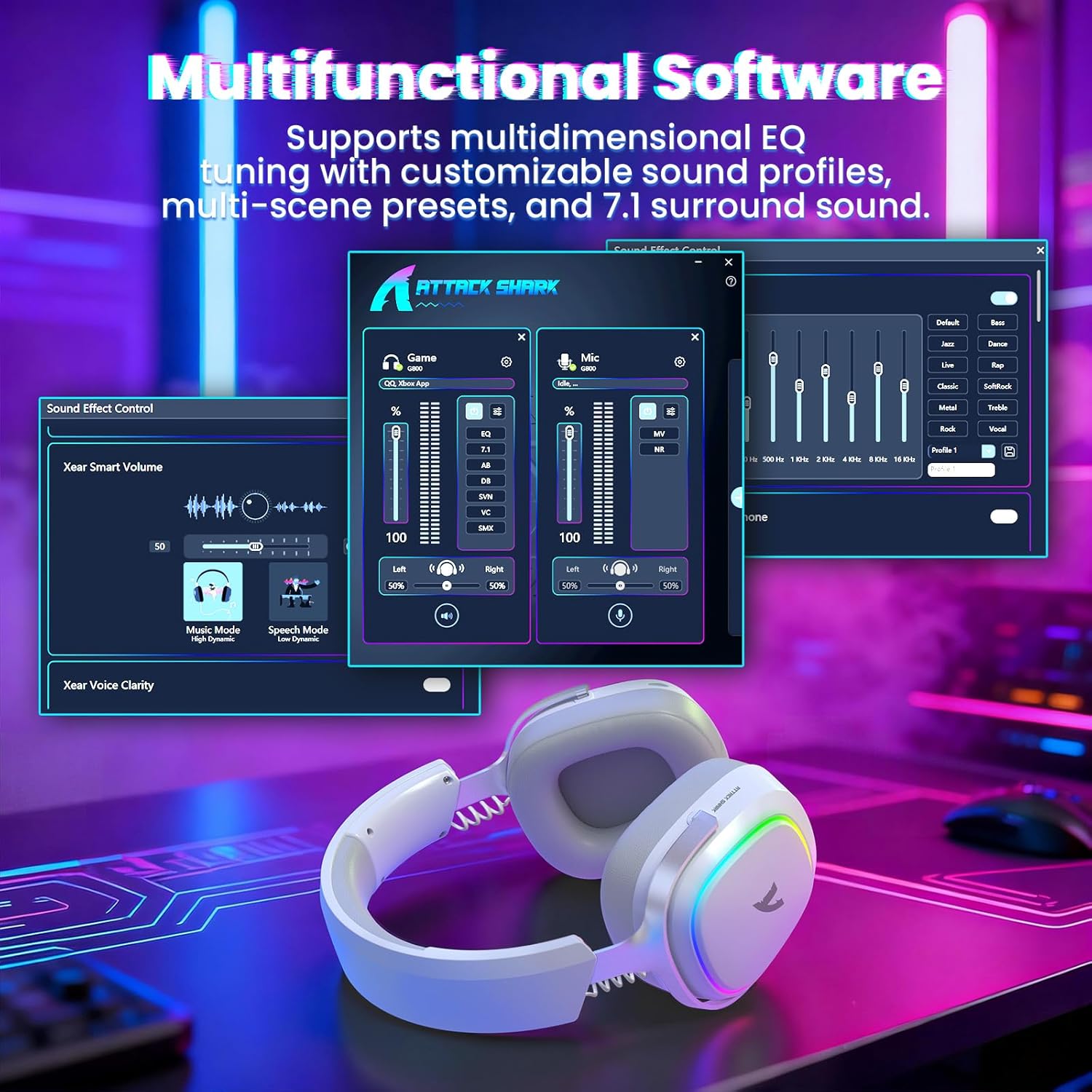 ATTACK SHARK G800 Wireless RGB Gaming Headset