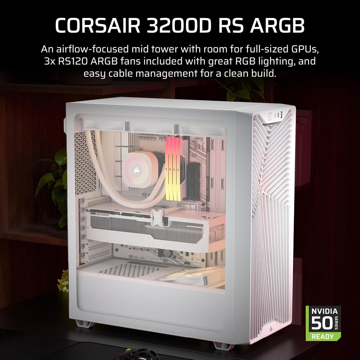 CORSAIR 3200D RS ARGB Mid-Tower Case White