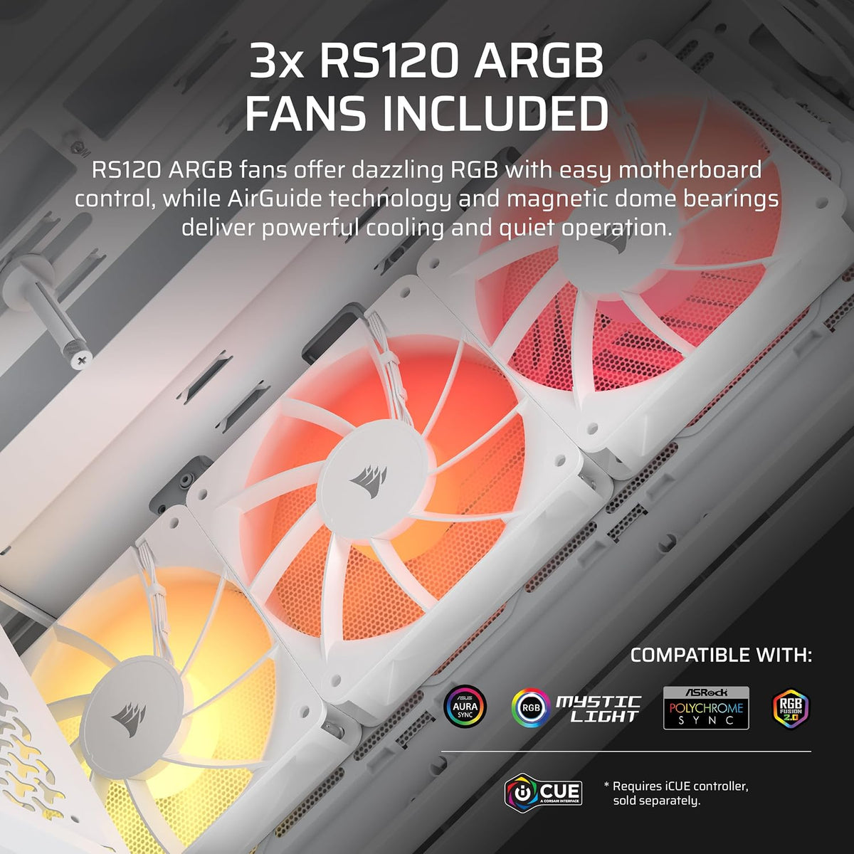 CORSAIR 3200D RS ARGB Mid-Tower Case White