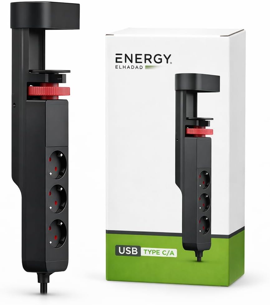 Professional 3-Outlet Power Strip with Desk Clamp