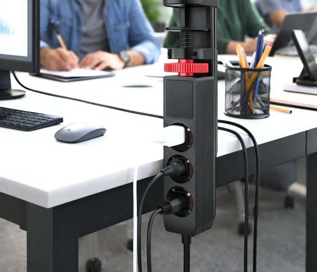 Professional 3-Outlet Power Strip with Desk Clamp