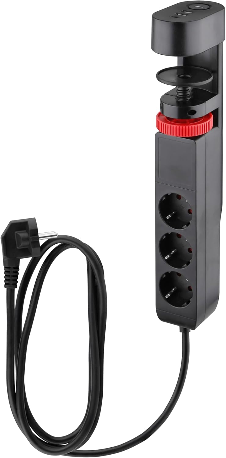 Professional 3-Outlet Power Strip with Desk Clamp