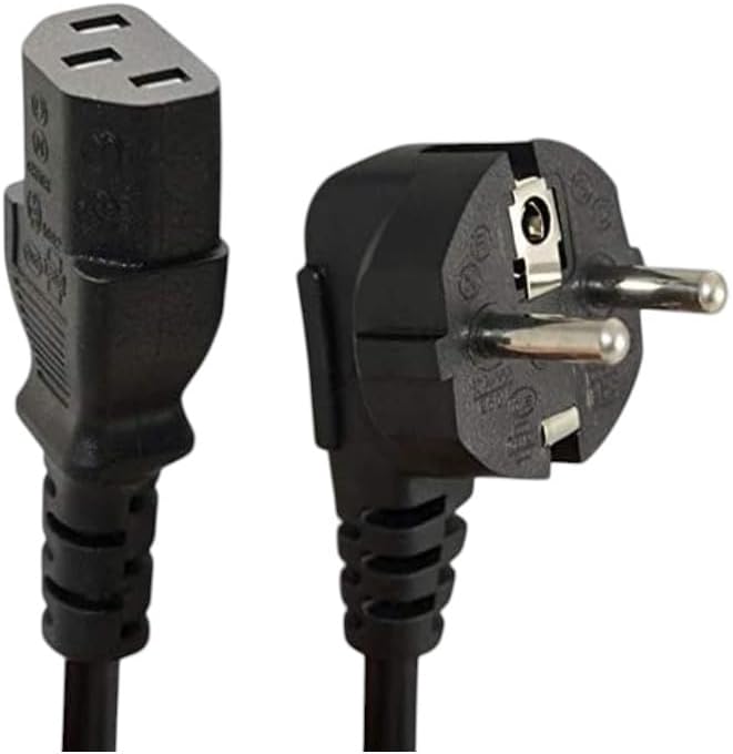Power Cable for PC Computers, Monitors, Printers and Projectors, Black, Universal Compatibility, Three-Prong Design