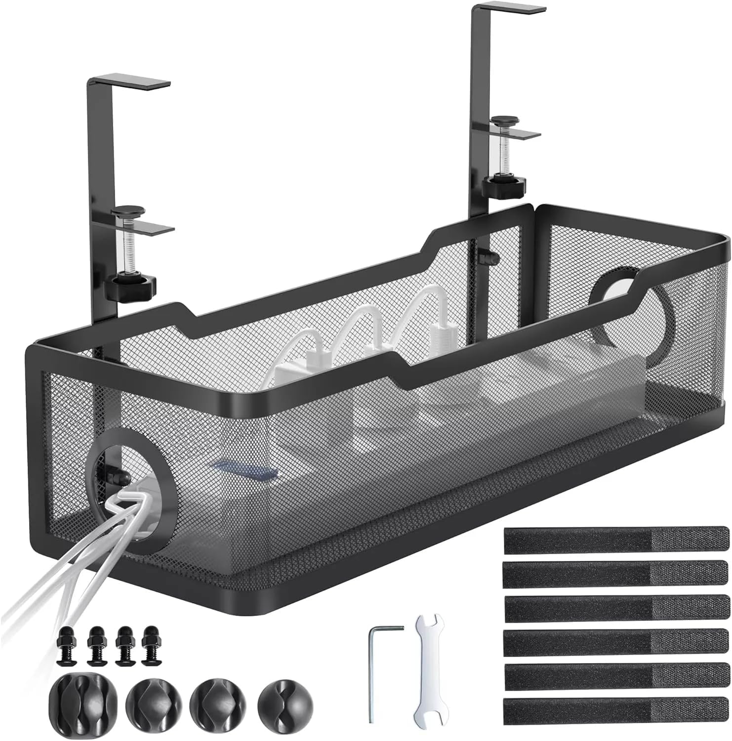 Under Desk Clamp-On Cable Management Tray
