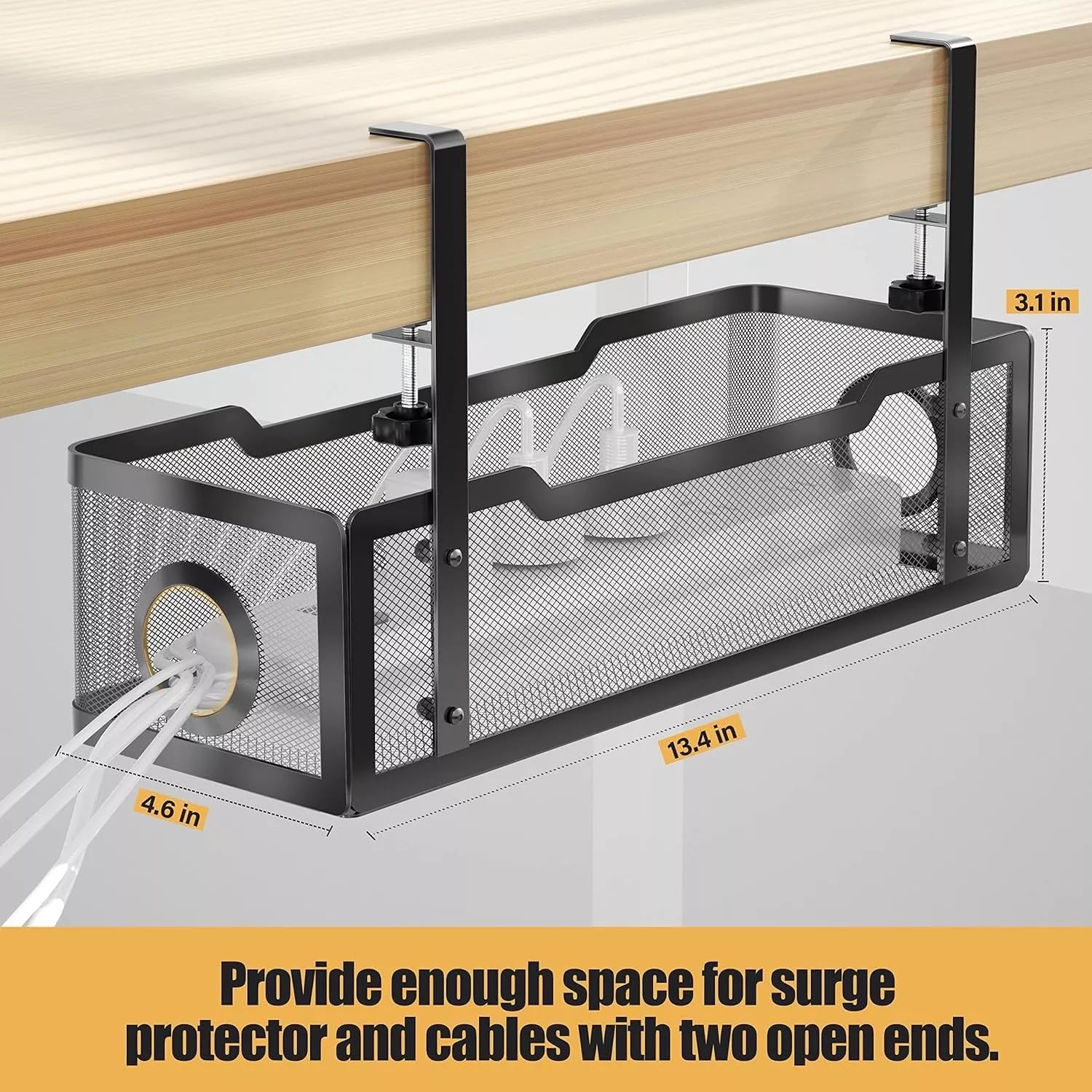 Under Desk Clamp-On Cable Management Tray