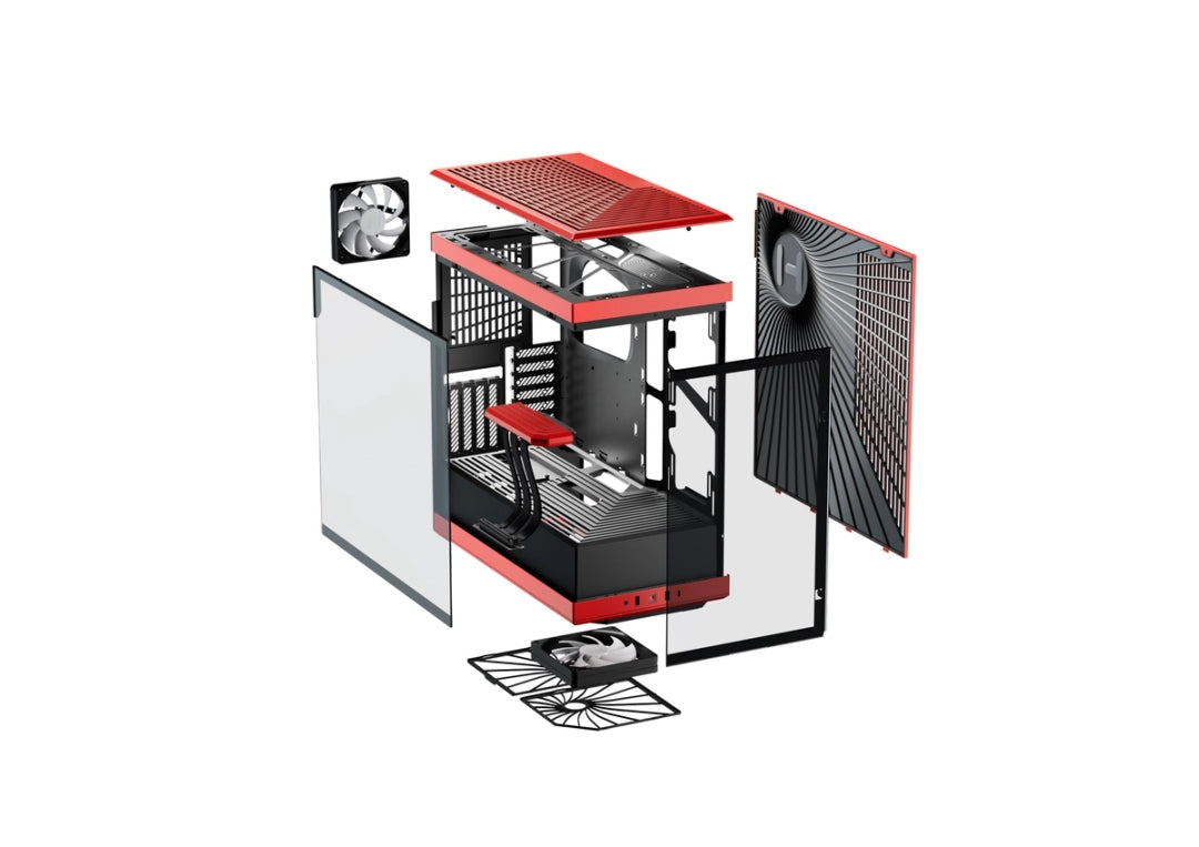 HYTE Y40 Modern Aesthetic Panoramic Tempered Glass Mid-Tower ATX Computer Gaming Case with PCIE 4.0 Riser Cable Included, Red (CS-HYTE-Y40-BR)