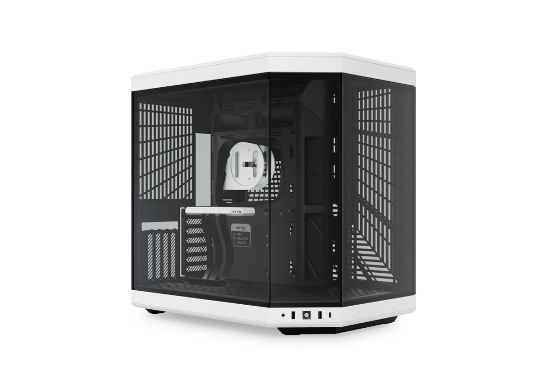 HYTE Y70 Upgraded Modern Aesthetic Dual Chamber Panoramic Tempered Glass Mid-Tower ATX Computer Gaming Case with PCIE 4.0 Riser Cable Included, White (CS-HYTE-Y70-BW)