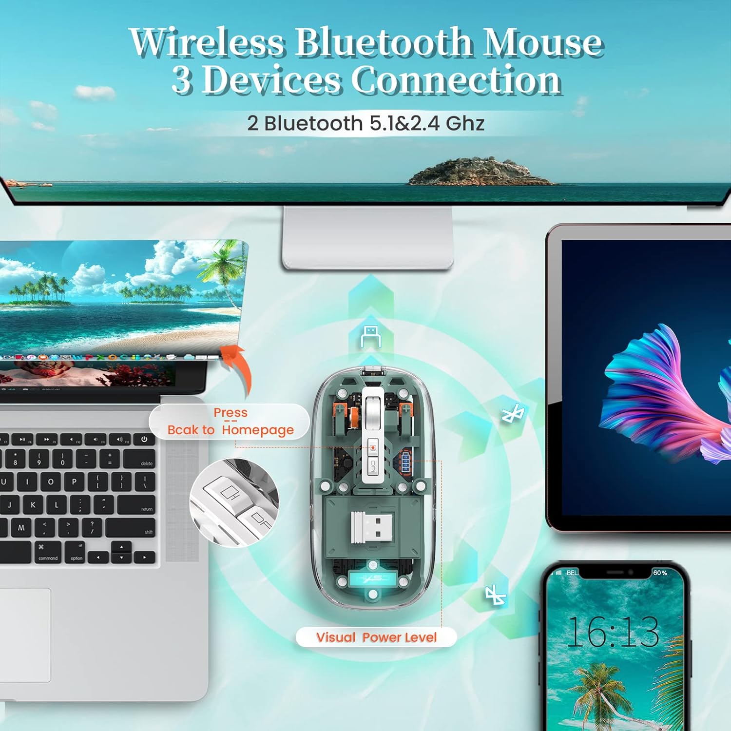 A.JAZZ Wireless Bluetooth Mini Mouse Green - AHW Store