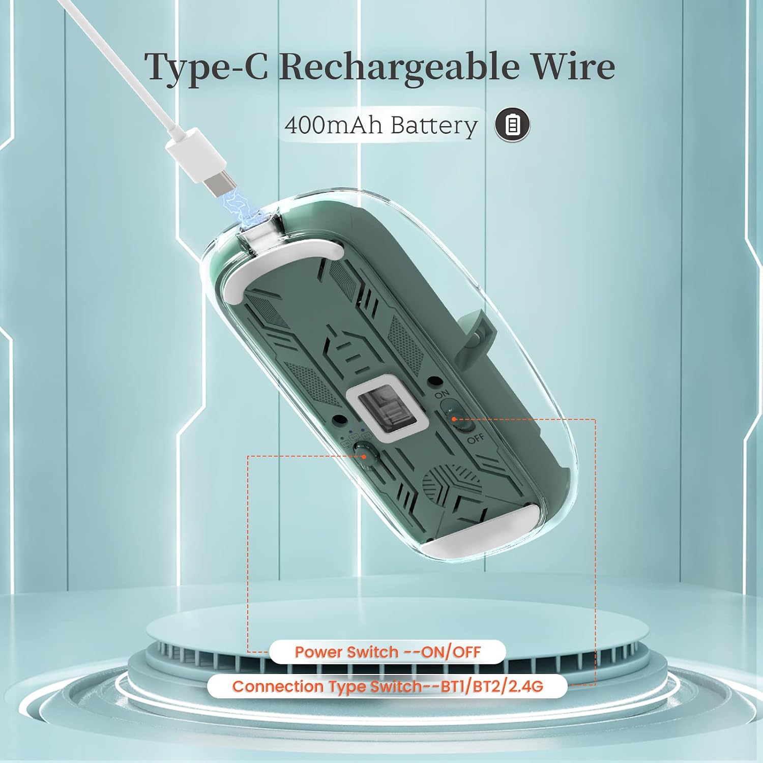 A.JAZZ Wireless Bluetooth Mini Mouse Green - AHW Store