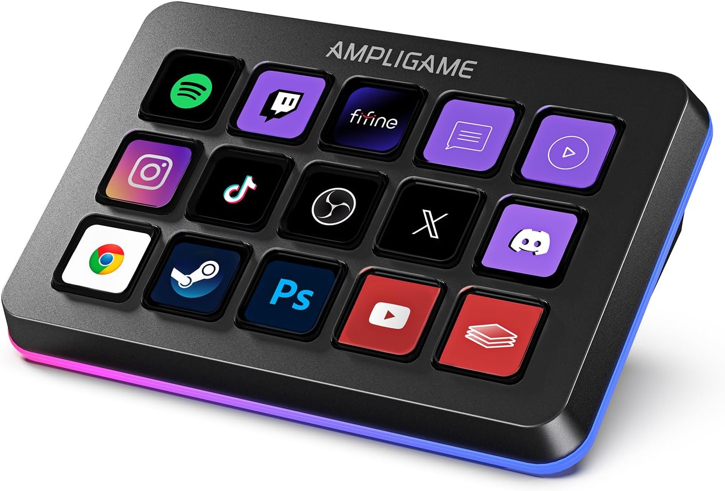 AmpliGame Fifine Stream Controller with 15 Macro Keys, Streaming Keyboard with Trigger Actions in OB - AHW Store