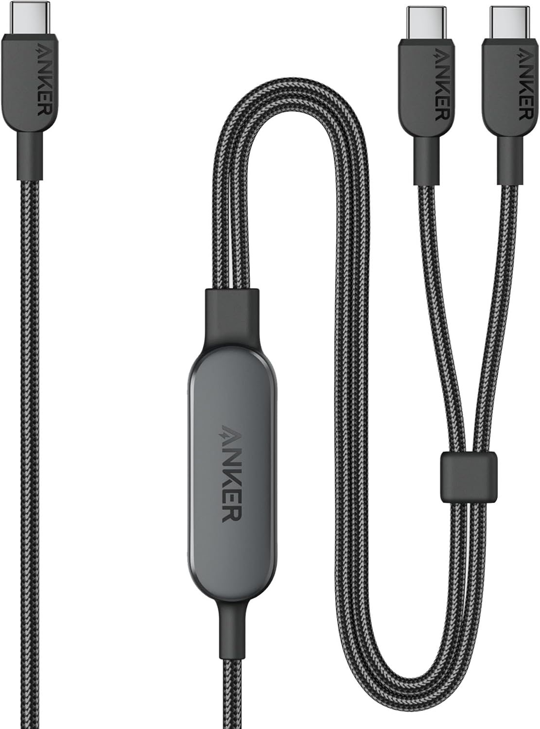 Anker 2 - in - 1 USB C to USB C Cable 4ft 0.9 Meter Durable Nylon Braided Fast Charging Data Transfer Cord High Speed Multi Devices Compatibility Black - AHW Store