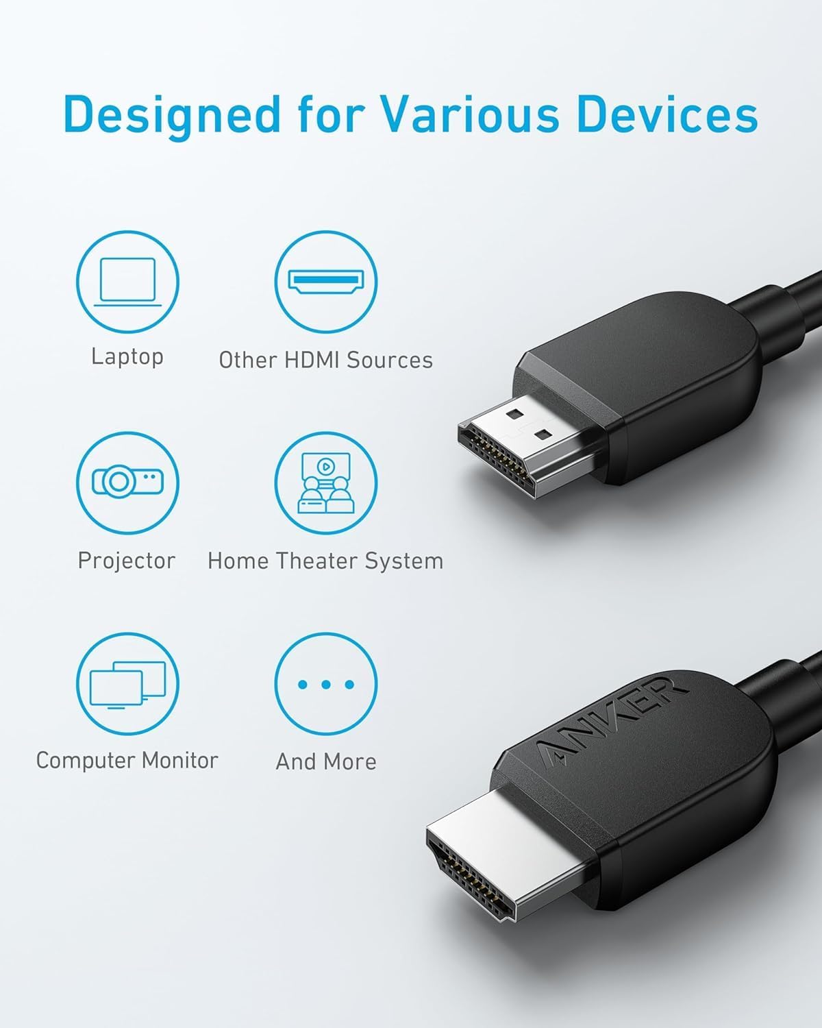 Anker Cable 8K,60Hz, 6ft Ultra HD 4K,120Hz HDMI to HDMI Cord, 48 Gbps Ultra High - Speed Durable Cable - AHW Store