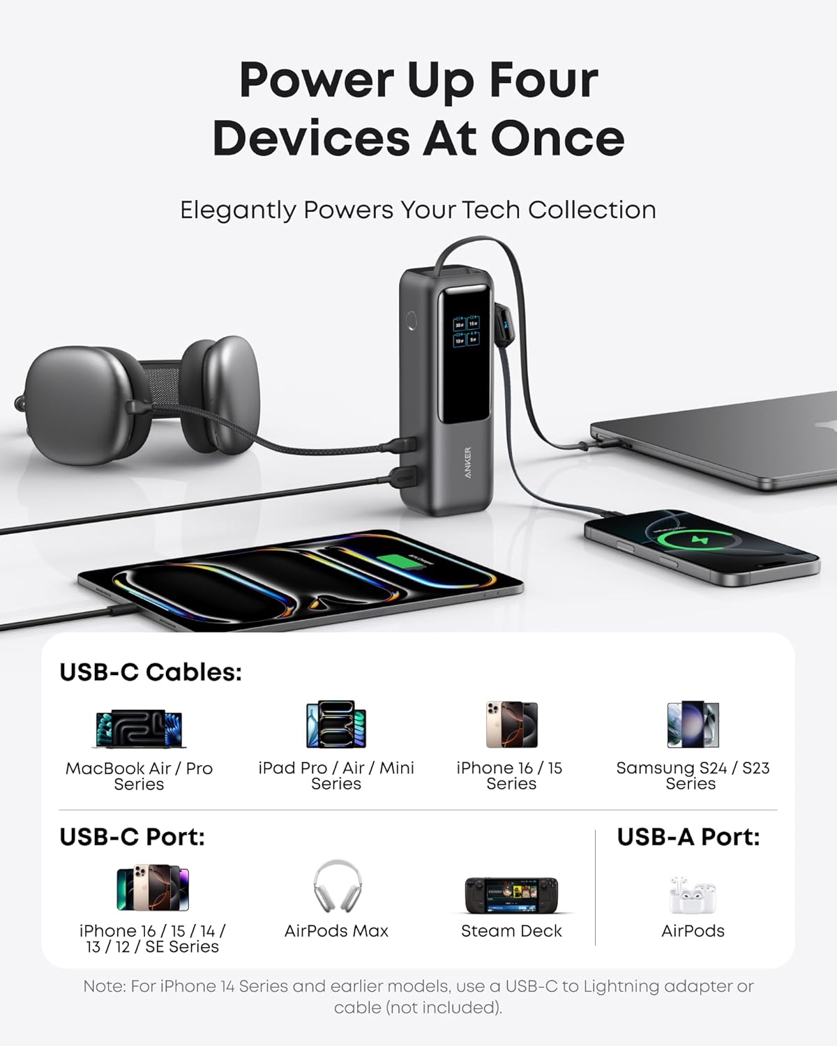 Anker Laptop Power Bank (25,000 mAh, 165W, Built - In and Retractable Cables), Effortless Multi - Device - AHW Store
