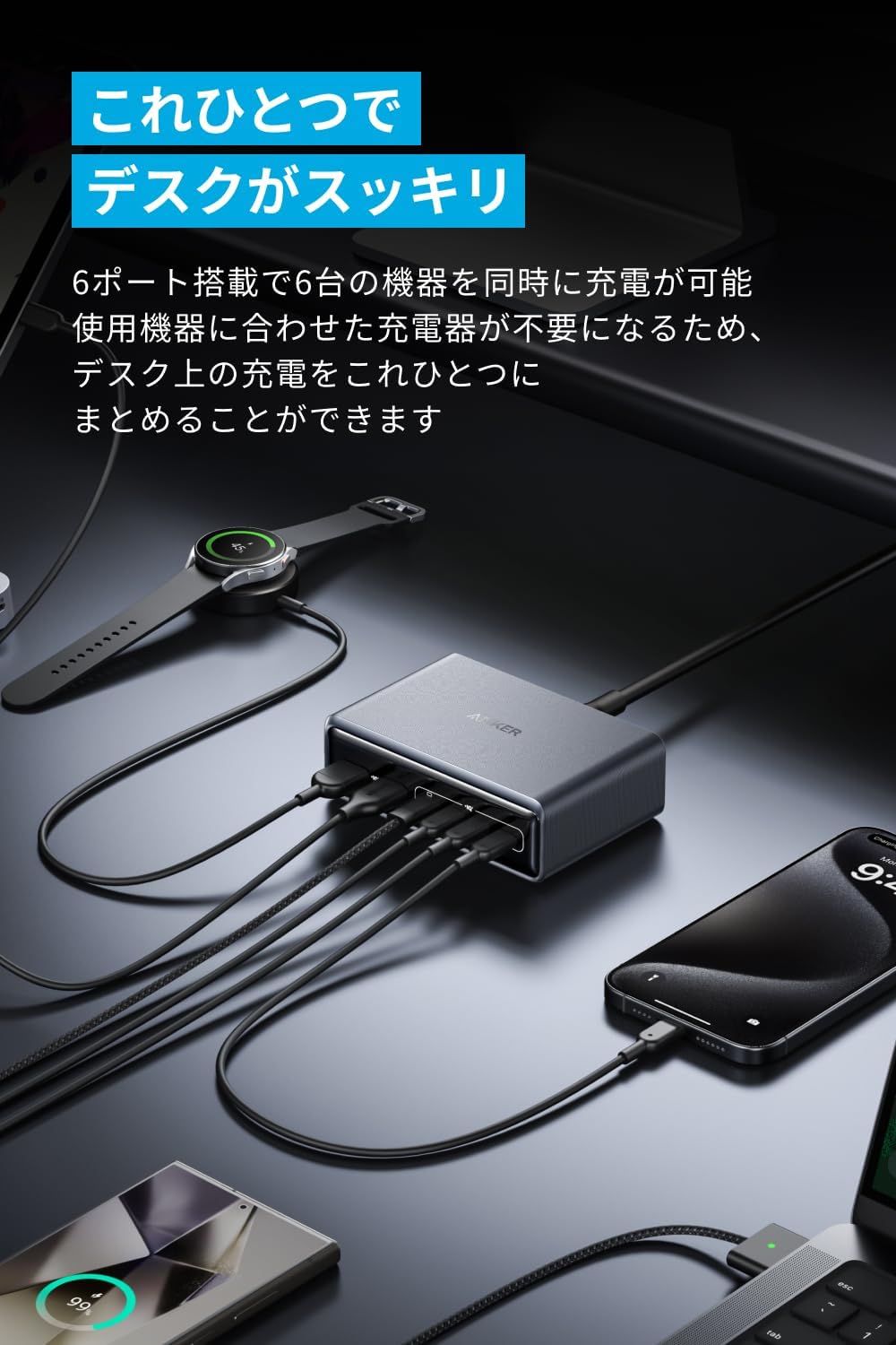Anker Prime Charger (200W, 6 Ports, GaN) [PSE Technology Standards Compliant/USB PD Compatible] MacB - AHW Store
