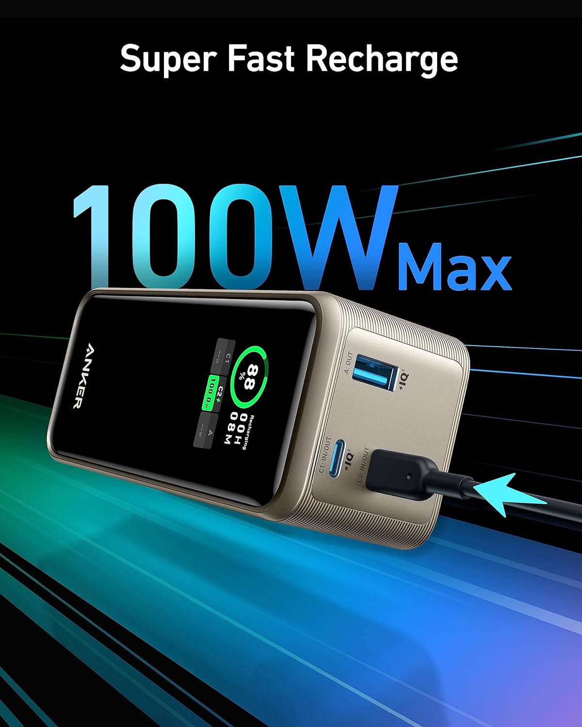 Anker Prime Power Bank, 20,000 mAh External Battery with 200 W Power, Digital Display, 2 x USB - C and - AHW Store
