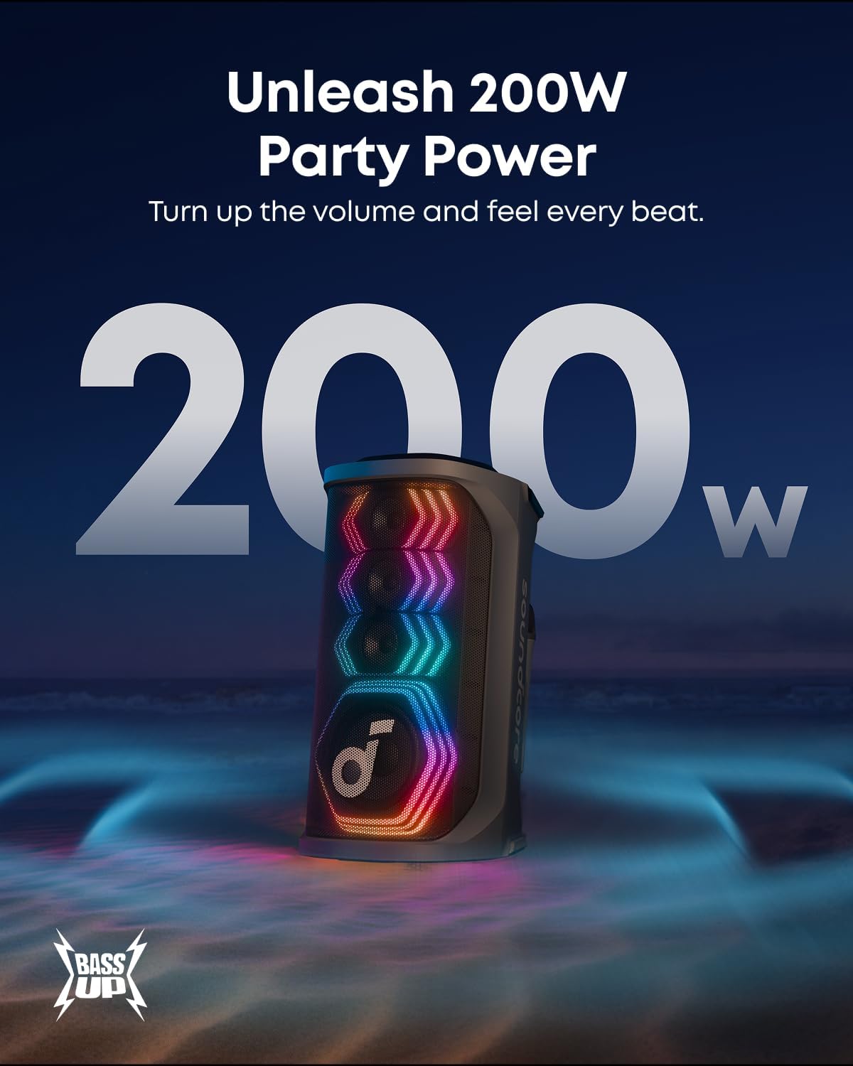 Anker SoundCore Rave 3S AI Party Speaker with 2 Wireless Microphones, 200W Sound, AI Vocal Removal, Reverb - AHW Store