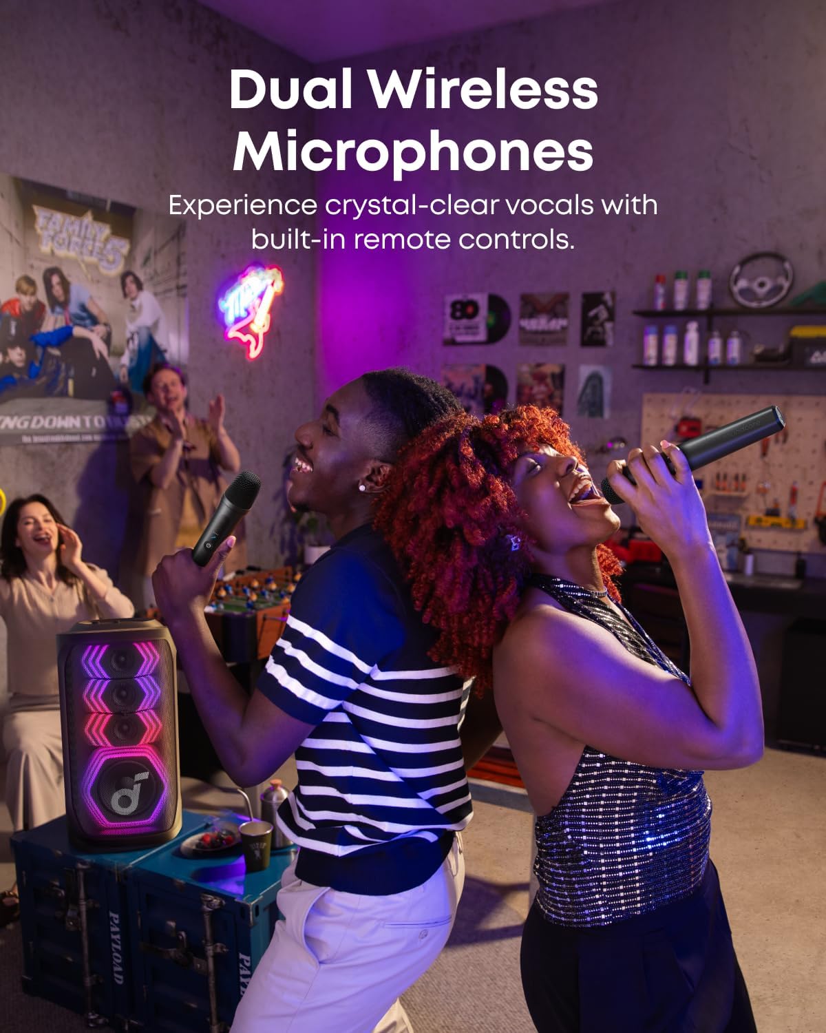 Anker SoundCore Rave 3S AI Party Speaker with 2 Wireless Microphones, 200W Sound, AI Vocal Removal, Reverb - AHW Store