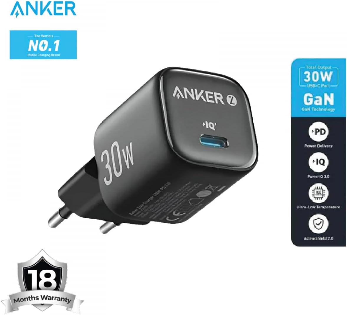 Anker Zolo 1C Wall Charger Type - C 30W Fast Charging, Improved Temperature Control, Small Design and - AHW Store