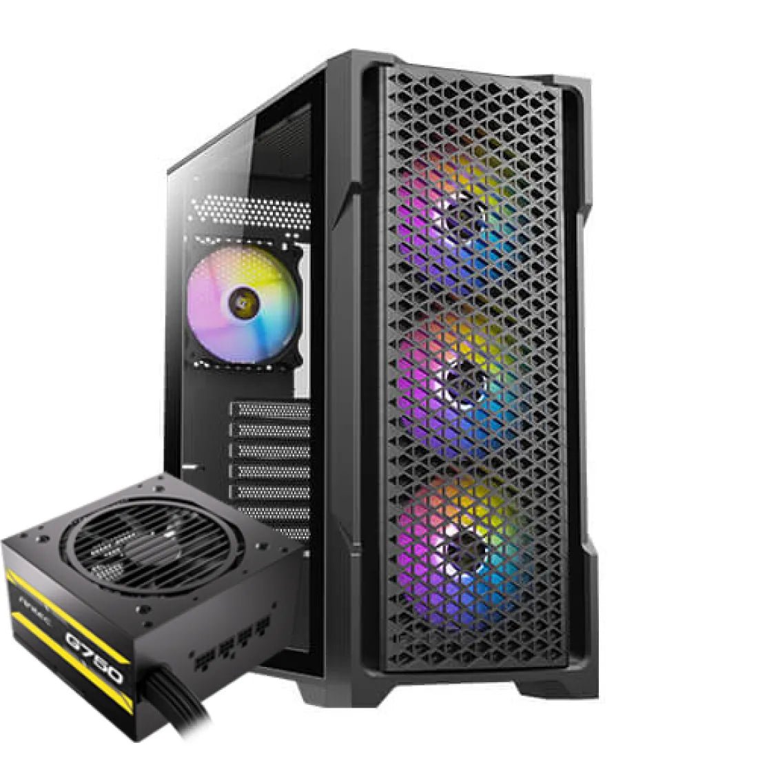 Antec AX90 Mid Tower Case 4 Fan ARGB Black + Antec Atom G750 Gold SEMI - MODULAR Power Supply - AHW Store